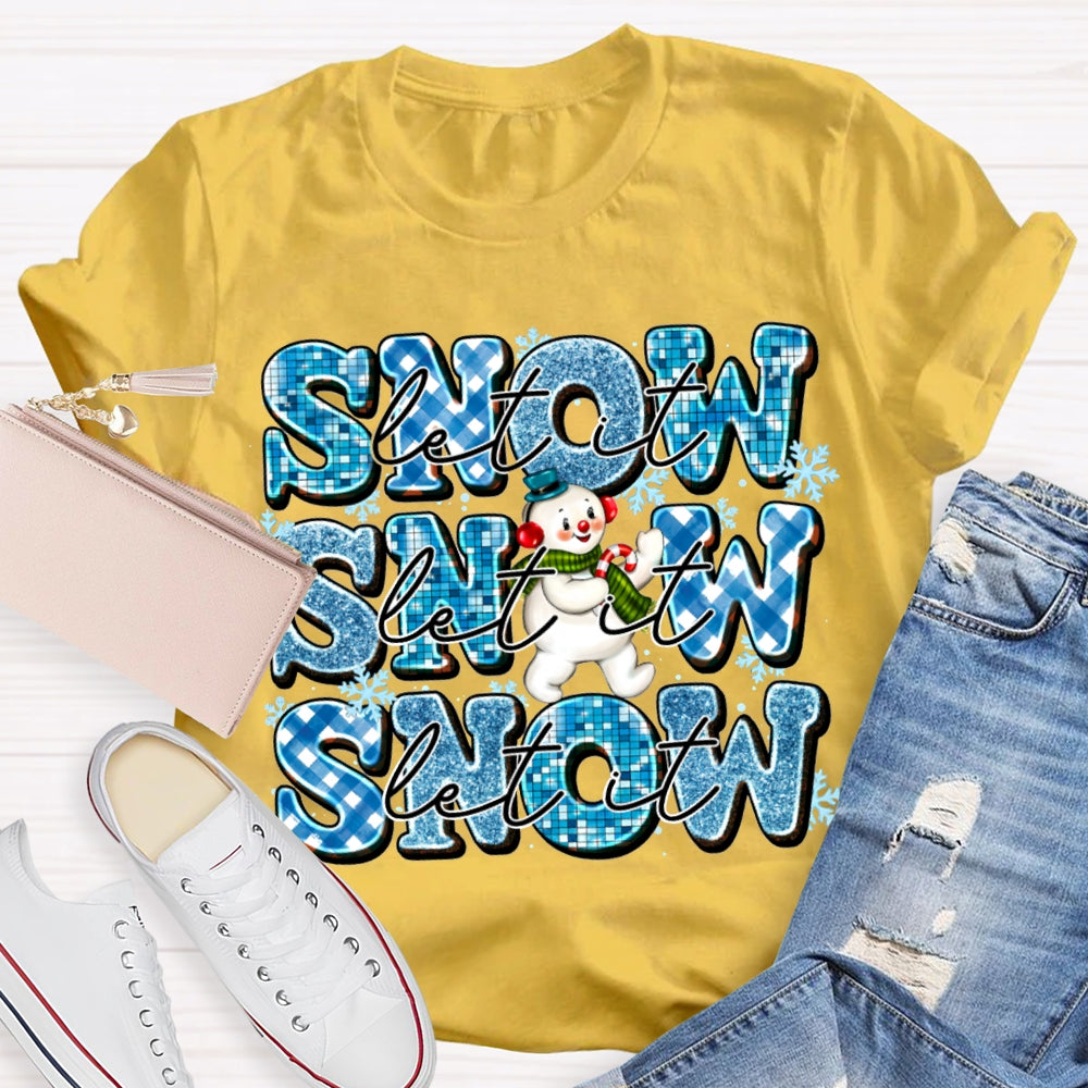 Let It Snow Snowflakes And Snowmen Merry Christmas T-shirt