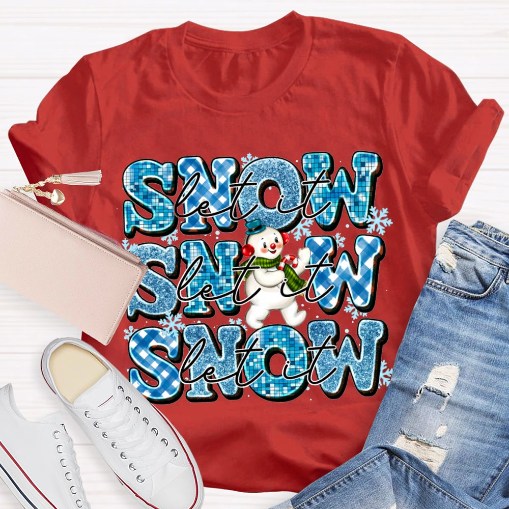 Let It Snow Snowflakes And Snowmen Merry Christmas T-shirt
