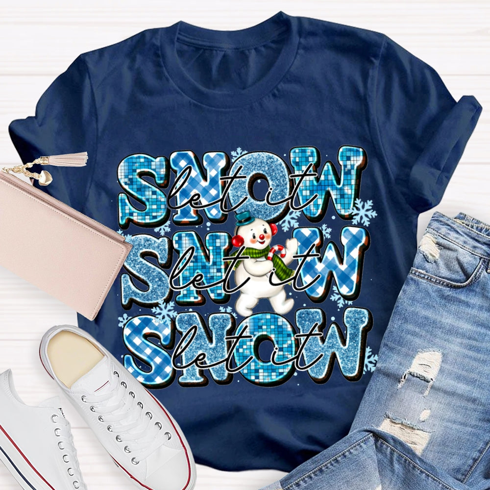 Let It Snow Snowflakes And Snowmen Merry Christmas T-shirt