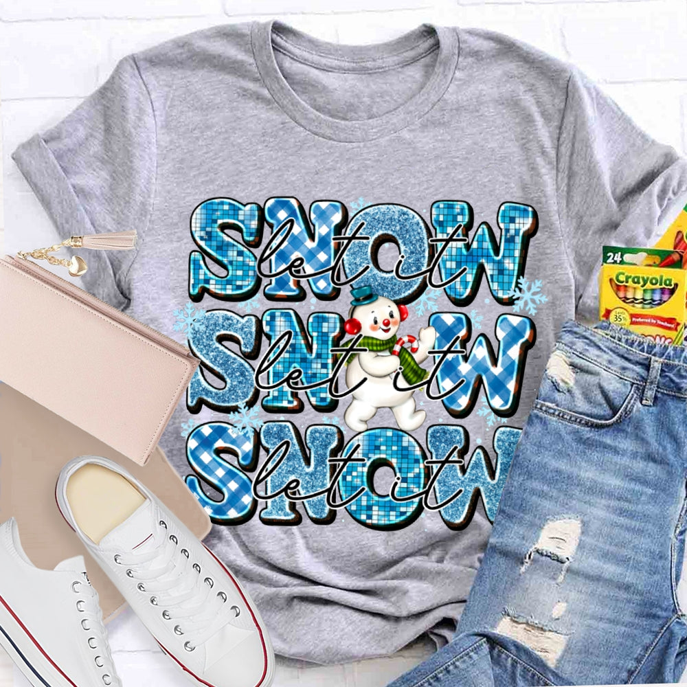 Let It Snow Snowflakes And Snowmen Merry Christmas T-shirt