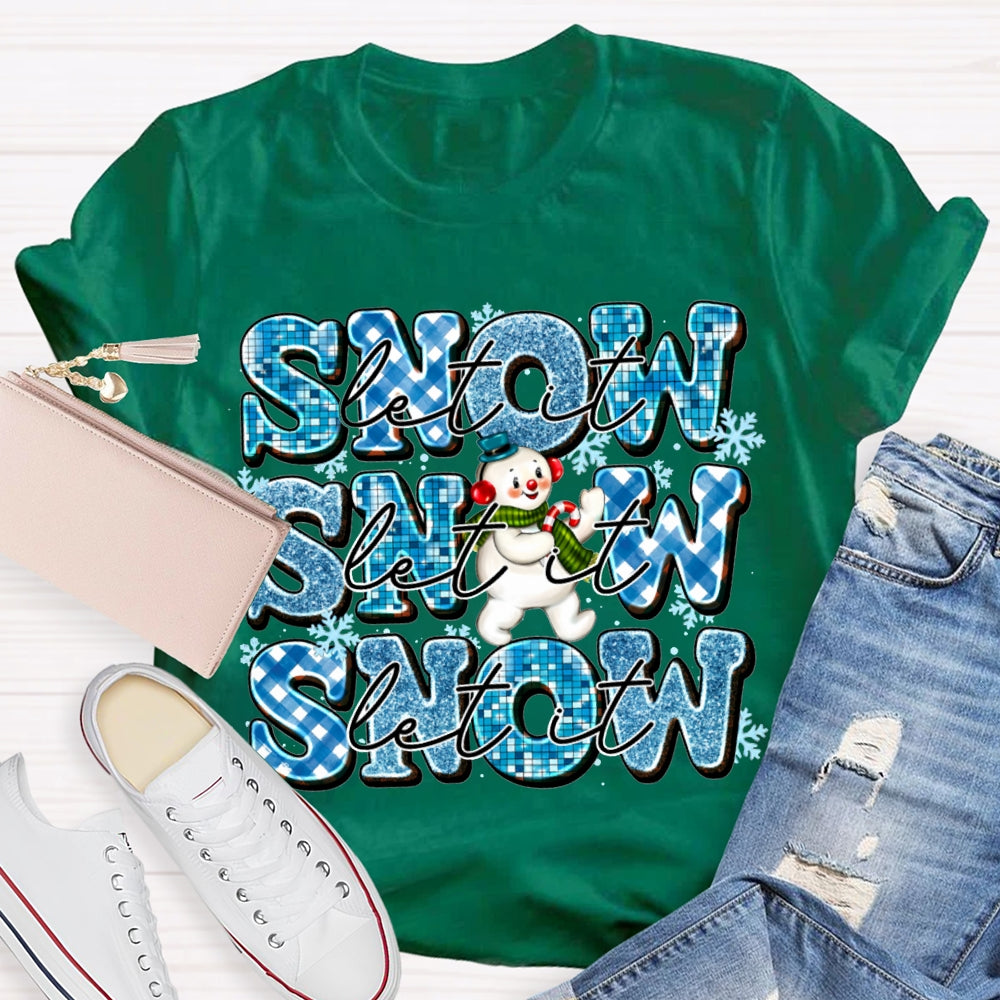 Let It Snow Snowflakes And Snowmen Merry Christmas T-shirt
