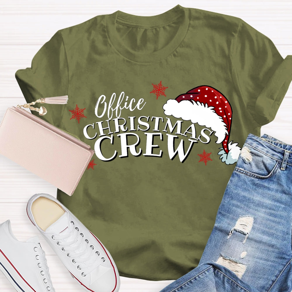 Office Christmas Crew Santa Hats And Snowflakes T-shirt