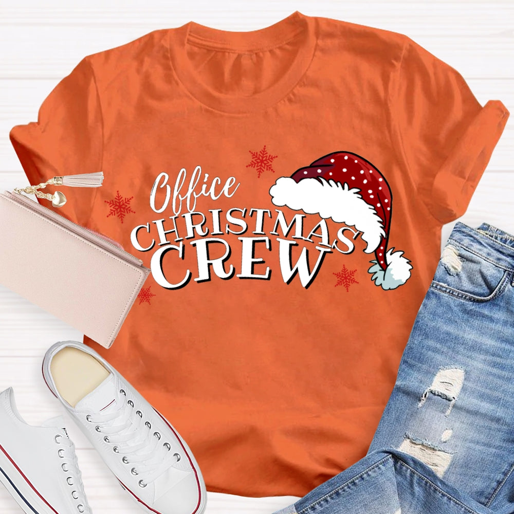 Office Christmas Crew Santa Hats And Snowflakes T-shirt