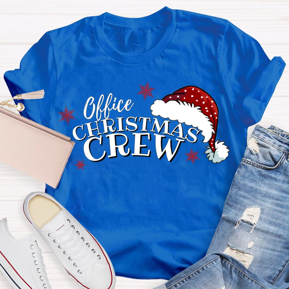 Office Christmas Crew Santa Hats And Snowflakes T-shirt