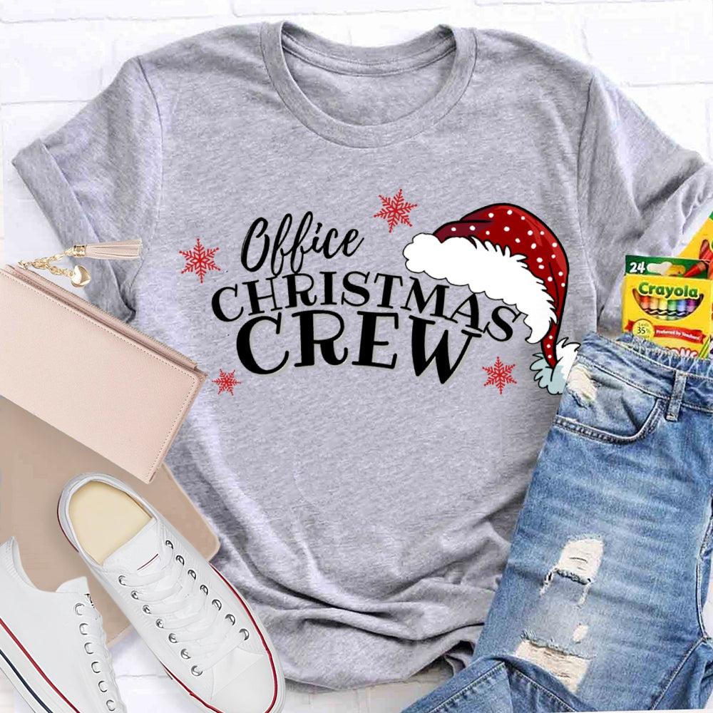 Office Christmas Crew Santa Hats And Snowflakes T-shirt