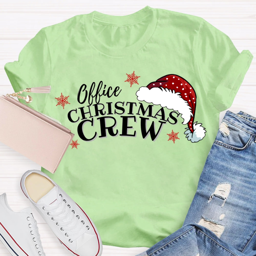 Office Christmas Crew Santa Hats And Snowflakes T-shirt