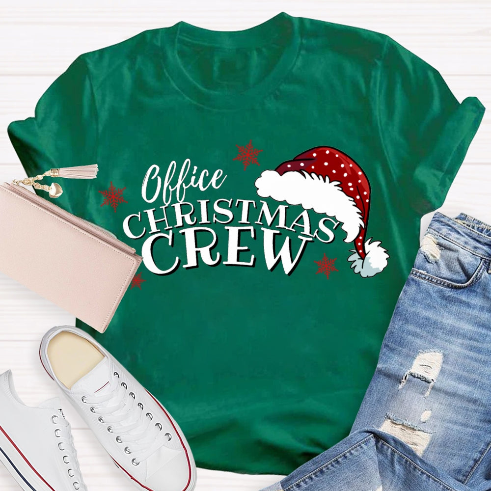 Office Christmas Crew Santa Hats And Snowflakes T-shirt