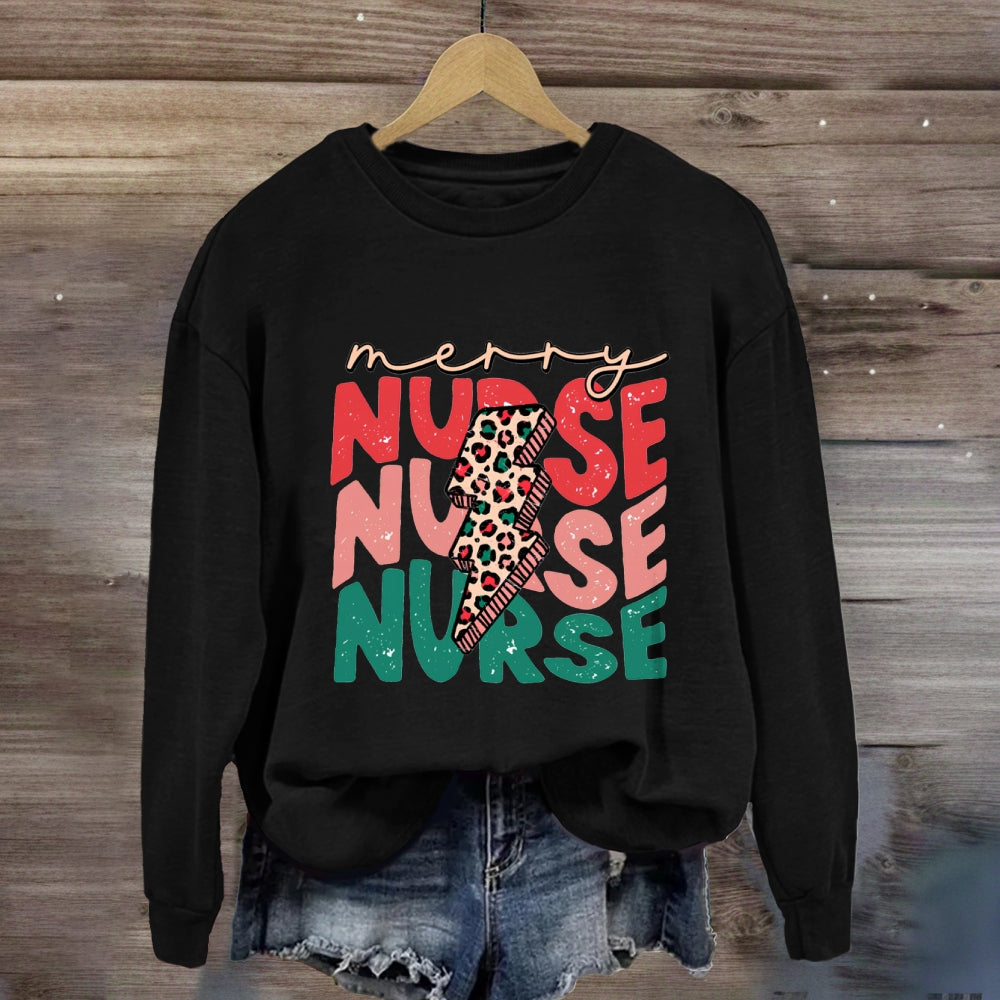 Merry Nurse Colorful Letter Sweatshirt