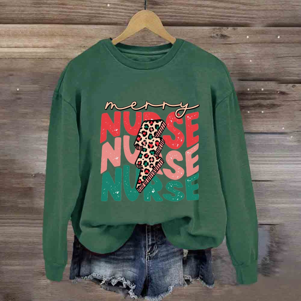 Merry Nurse Colorful Letter Sweatshirt