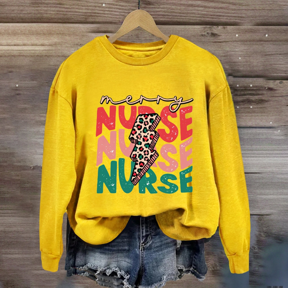 Merry Nurse Colorful Letter Sweatshirt