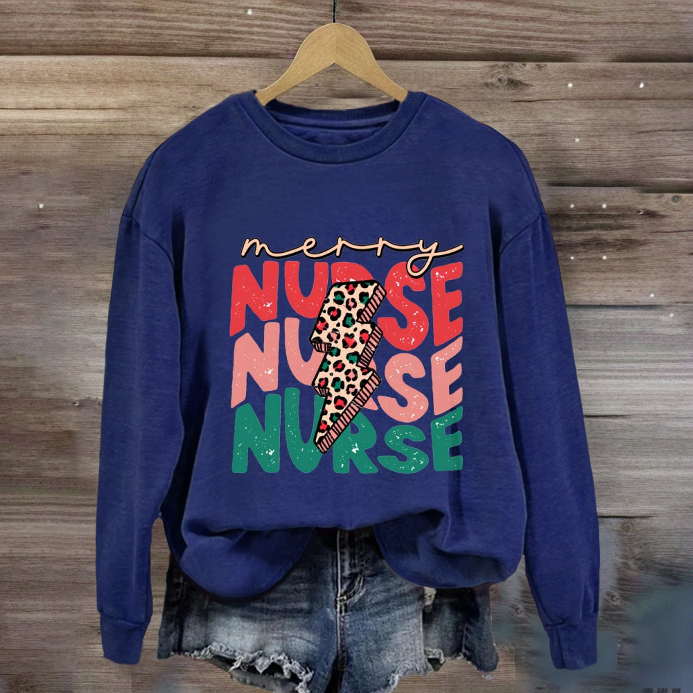 Merry Nurse Colorful Letter Sweatshirt