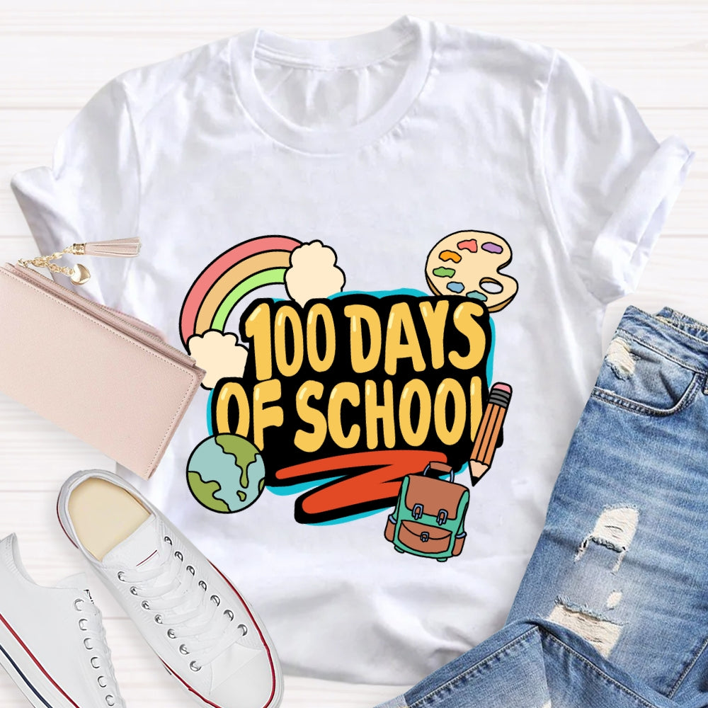 100 Days Of School Rainbow Pencil T-Shirt
