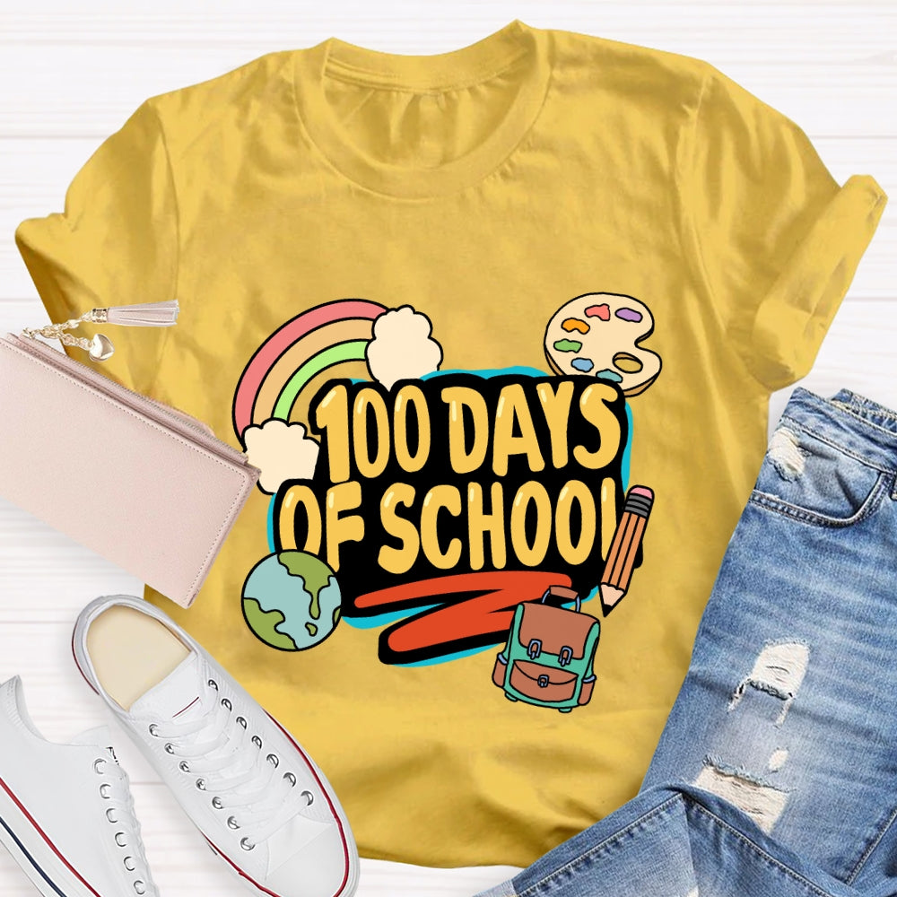 100 Days Of School Rainbow Pencil T-Shirt