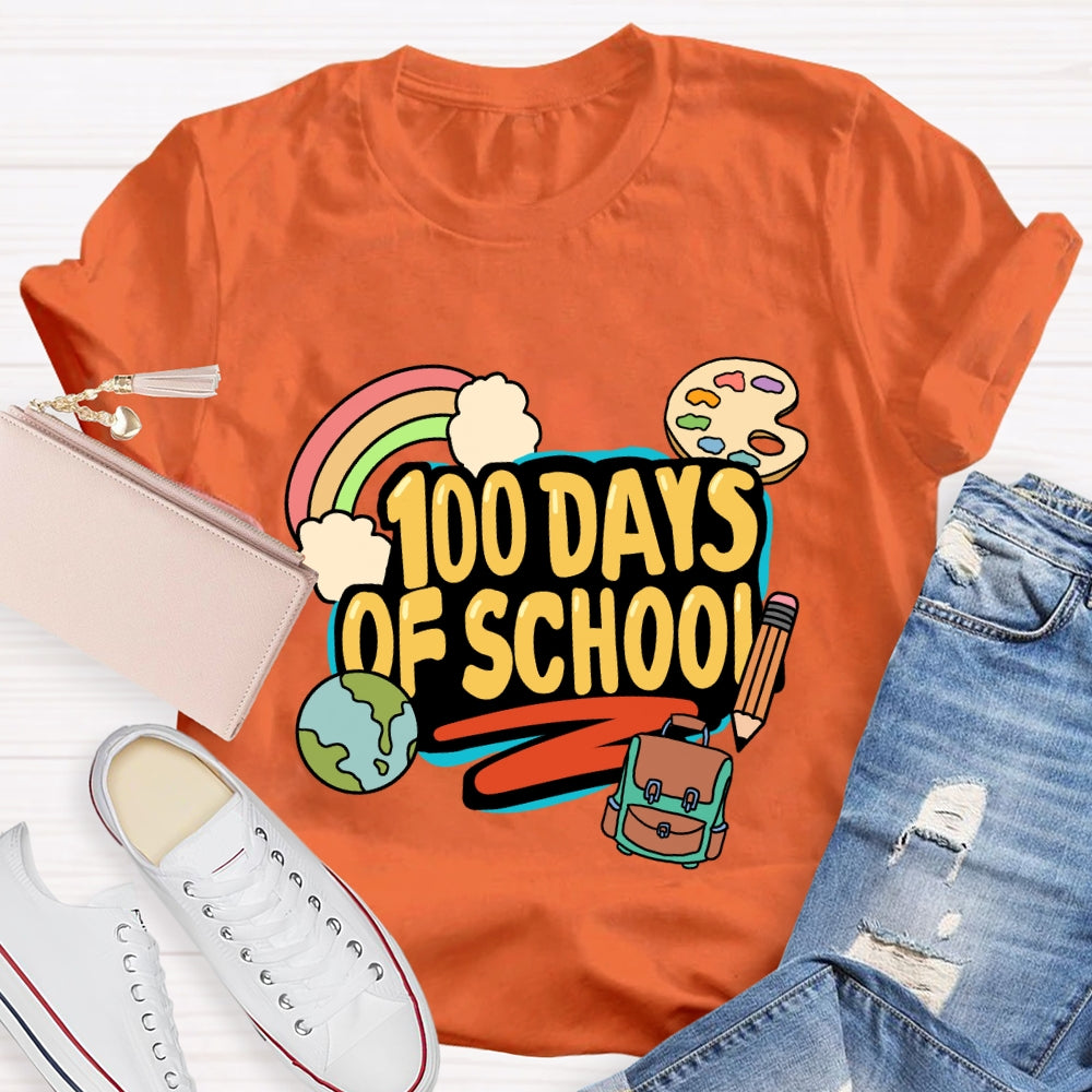 100 Days Of School Rainbow Pencil T-Shirt