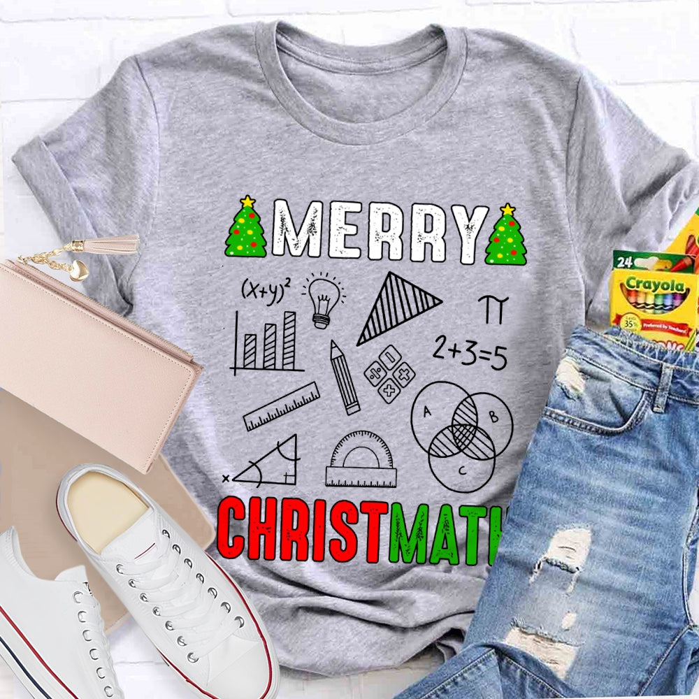 Merry Christmath Merry Christmas And Math Teacher T-shirt