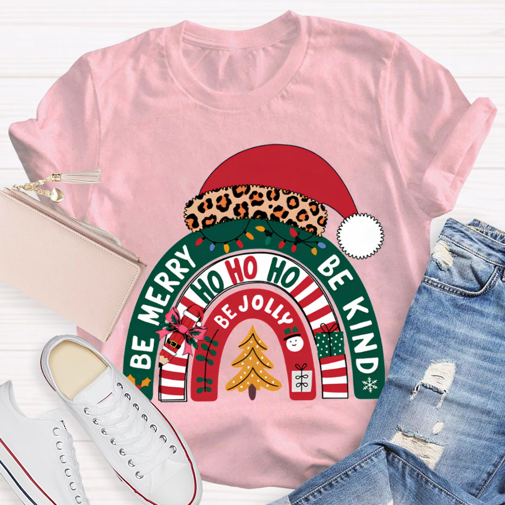 Be Merry Be Jolly Be Kind Santa Hats And Christmas T-shirt