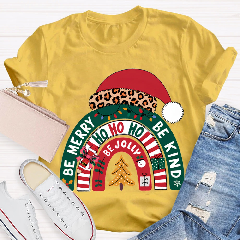 Be Merry Be Jolly Be Kind Santa Hats And Christmas T-shirt