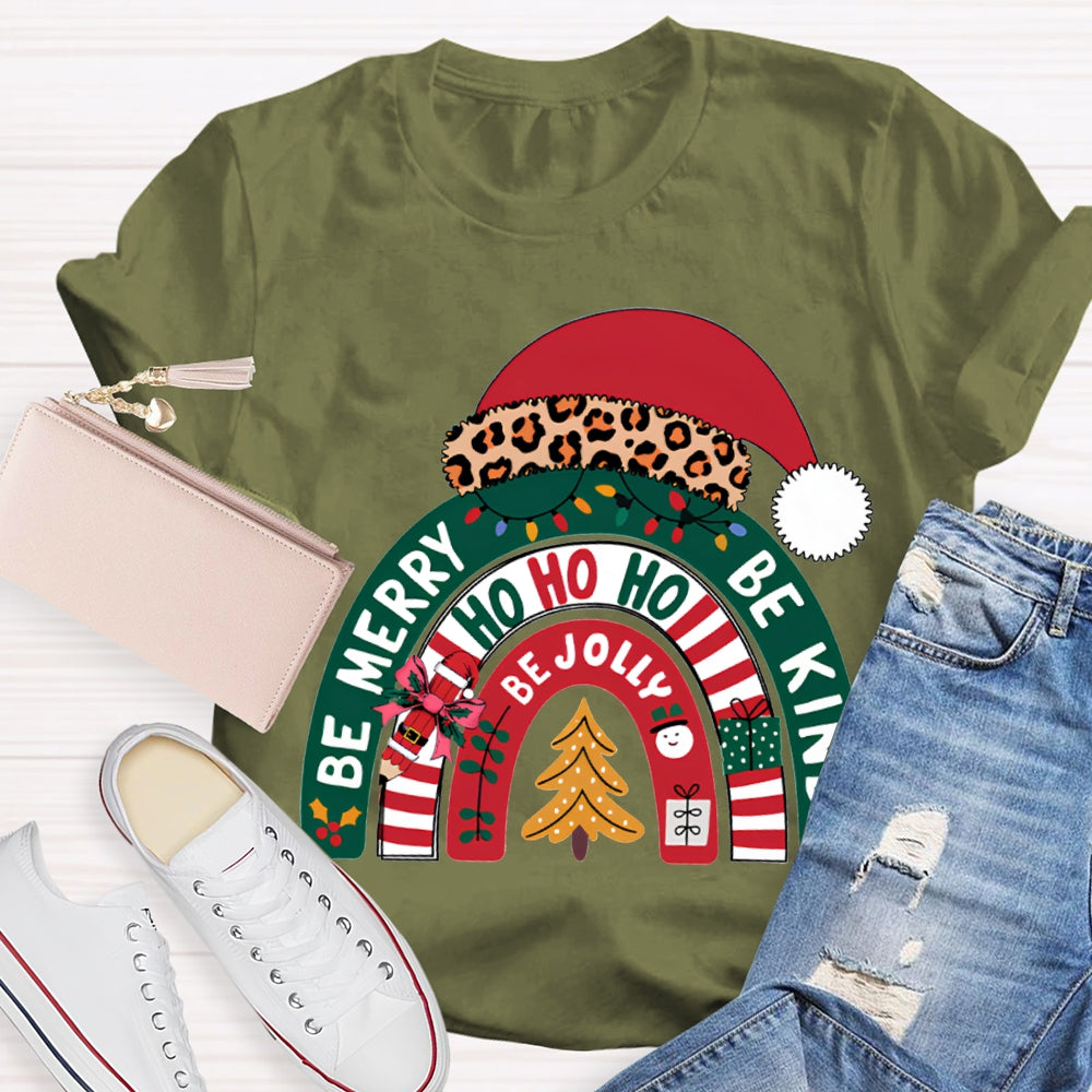 Be Merry Be Jolly Be Kind Santa Hats And Christmas T-shirt