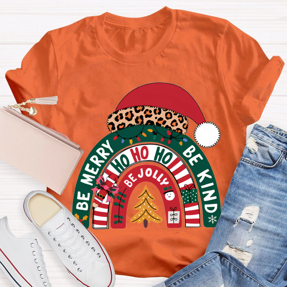 Be Merry Be Jolly Be Kind Santa Hats And Christmas T-shirt
