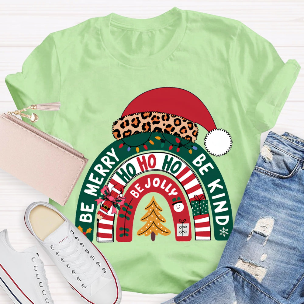 Be Merry Be Jolly Be Kind Santa Hats And Christmas T-shirt