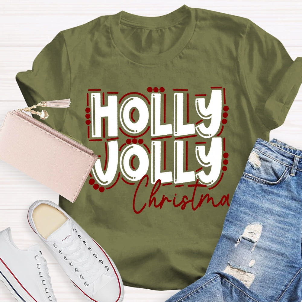 Holly Jolly Christmas Colored Fonts T-shirt