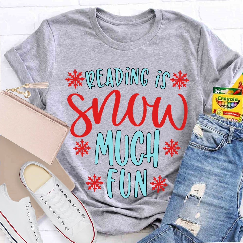 Reading Snow Much Fun Snowflake Christmas T-shirt