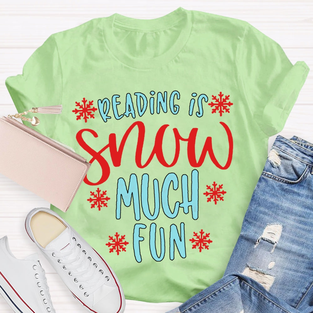 Reading Snow Much Fun Snowflake Christmas T-shirt
