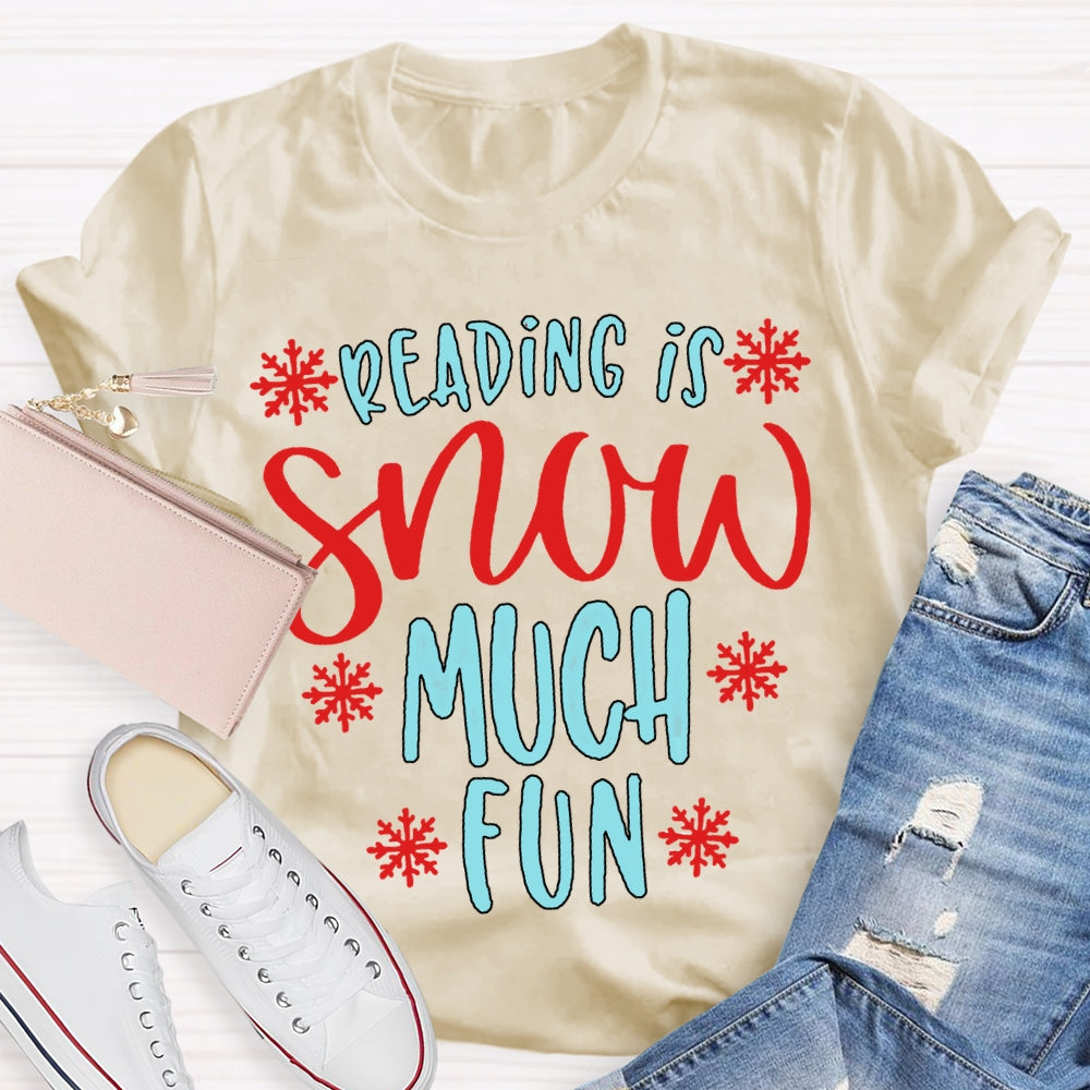 Reading Snow Much Fun Snowflake Christmas T-shirt