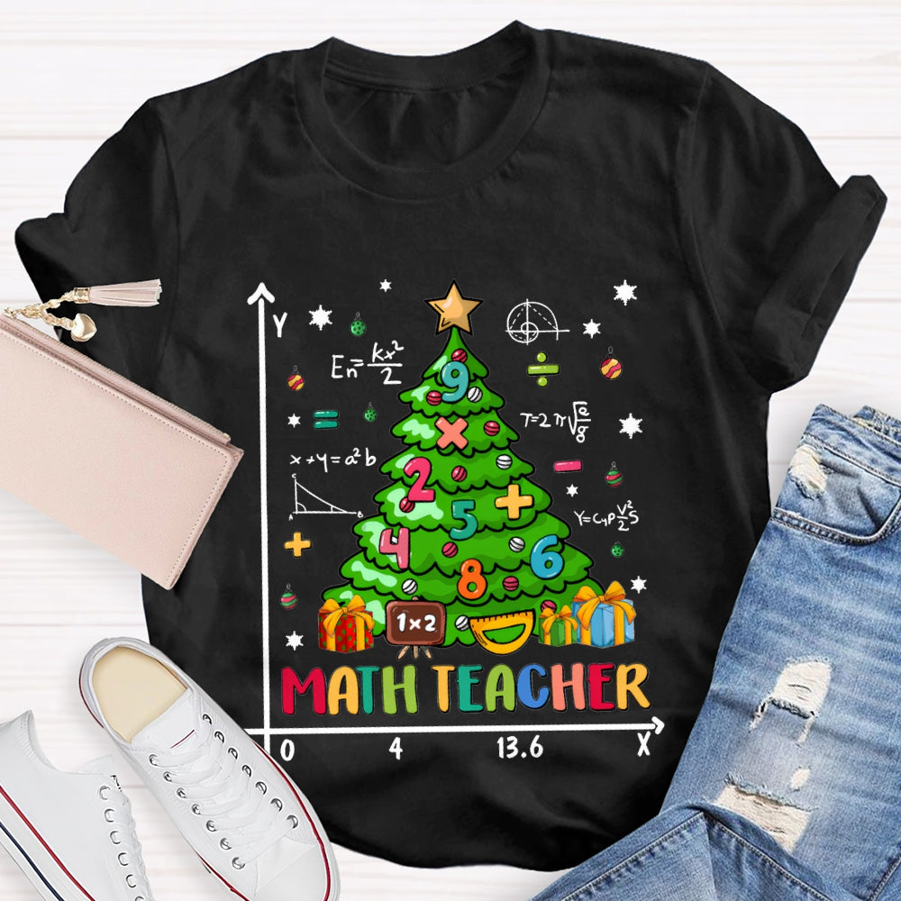 Math Teacher Christmas Trees And Math Merry Christmas T-shirt