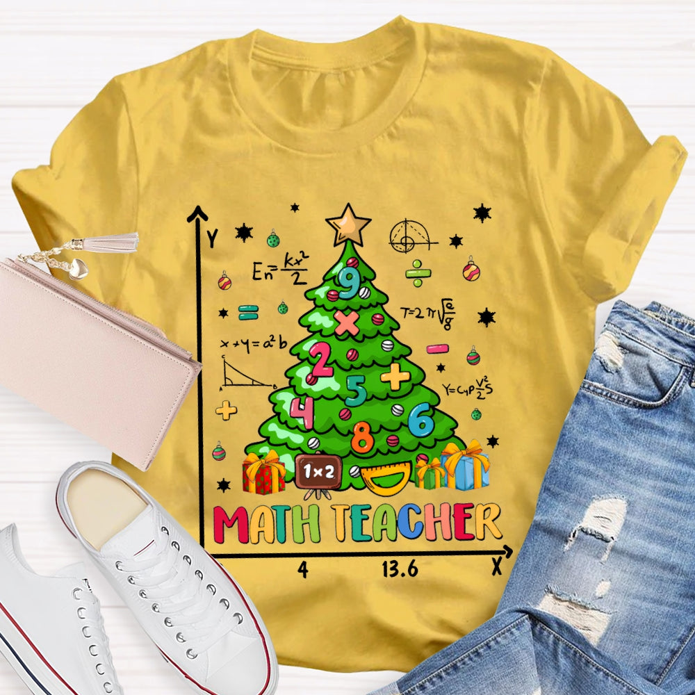 Math Teacher Christmas Trees And Math Merry Christmas T-shirt