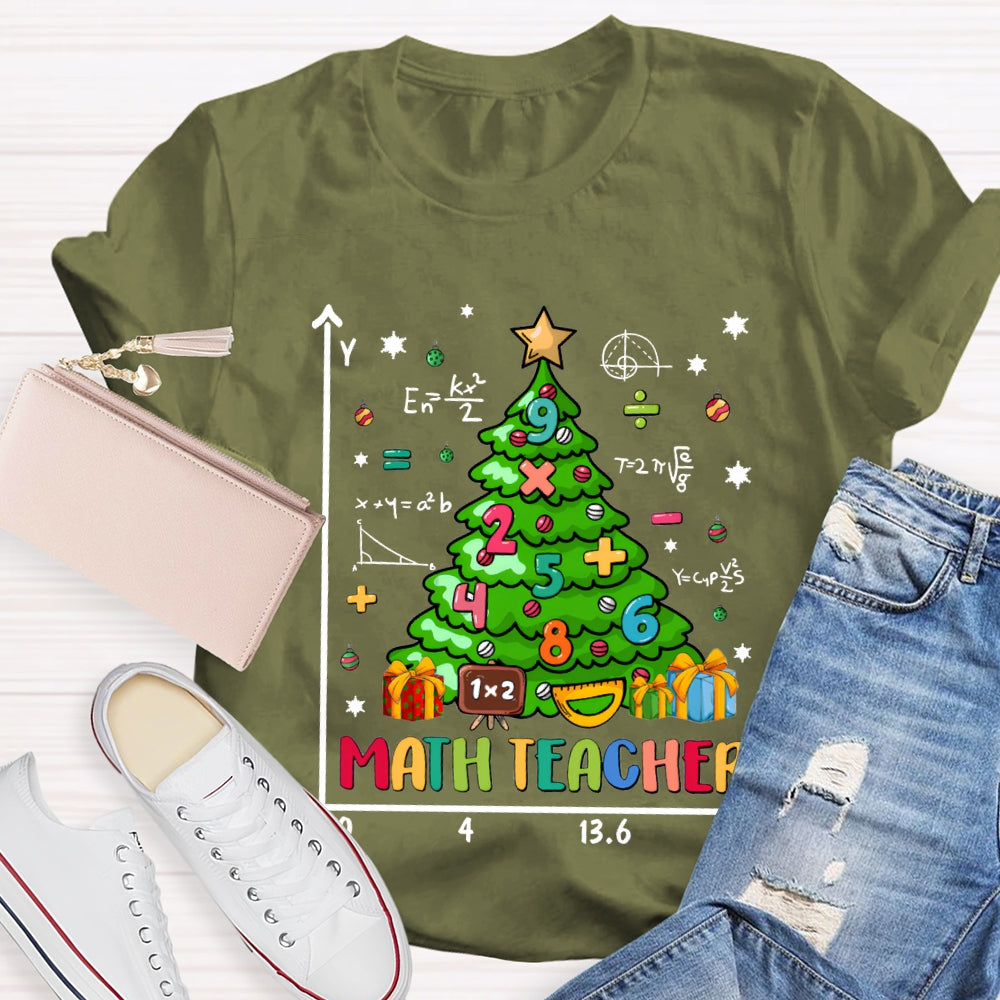 Math Teacher Christmas Trees And Math Merry Christmas T-shirt