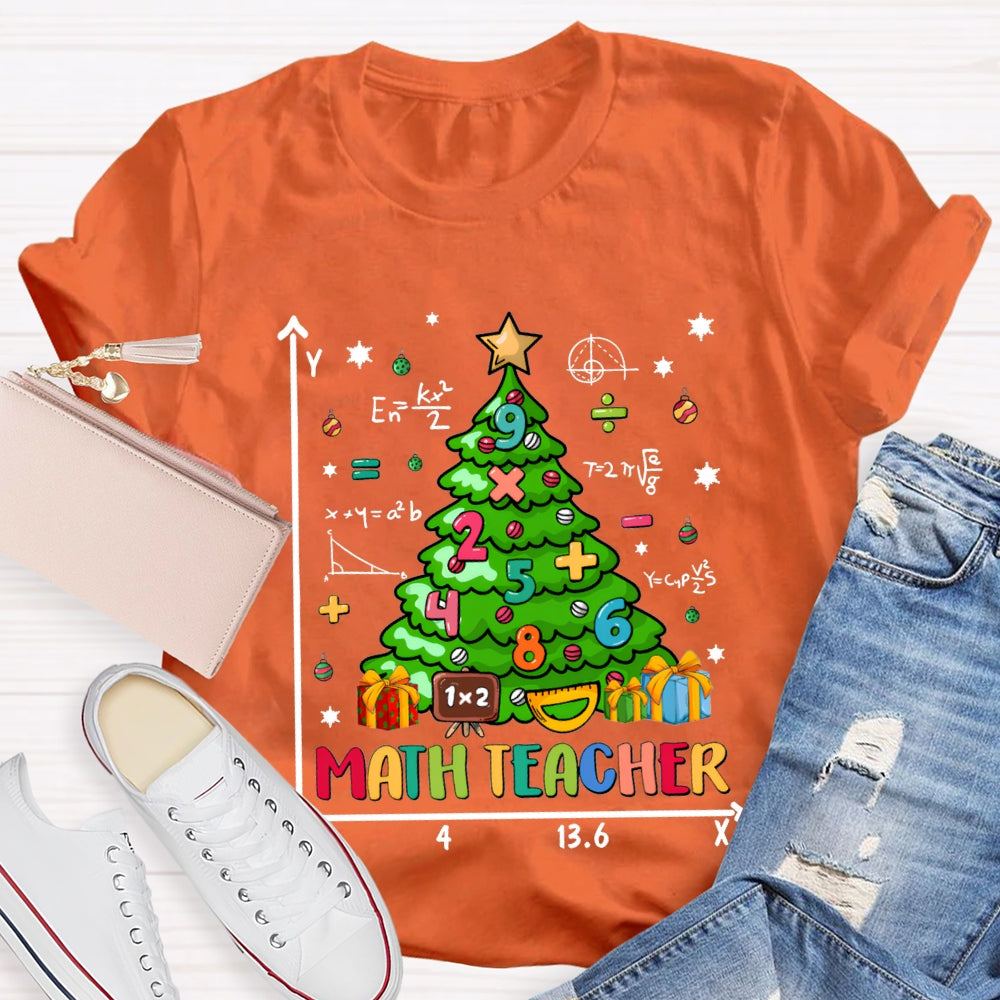 Math Teacher Christmas Trees And Math Merry Christmas T-shirt