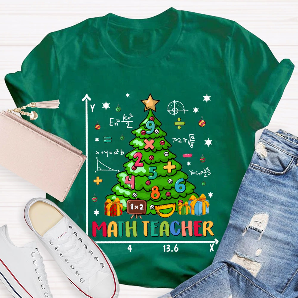 Math Teacher Christmas Trees And Math Merry Christmas T-shirt