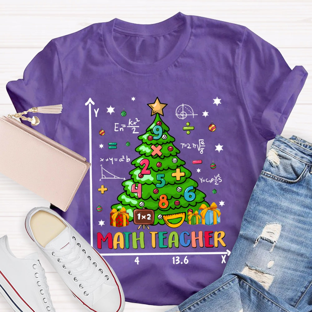 Math Teacher Christmas Trees And Math Merry Christmas T-shirt