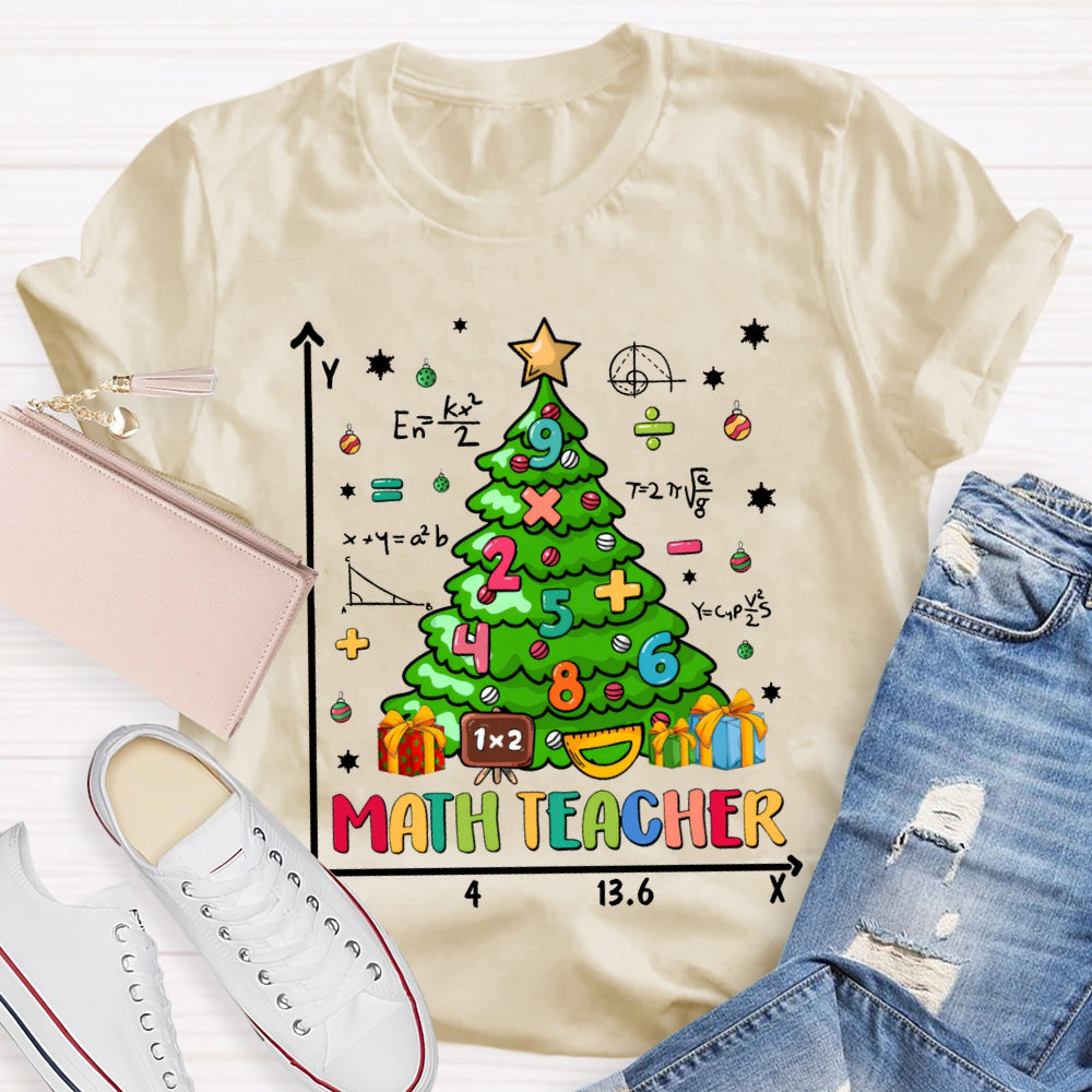 Math Teacher Christmas Trees And Math Merry Christmas T-shirt
