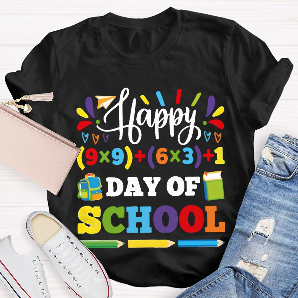 Happy 100 Days Of School Colored Fonts And Pencils T-shirt
