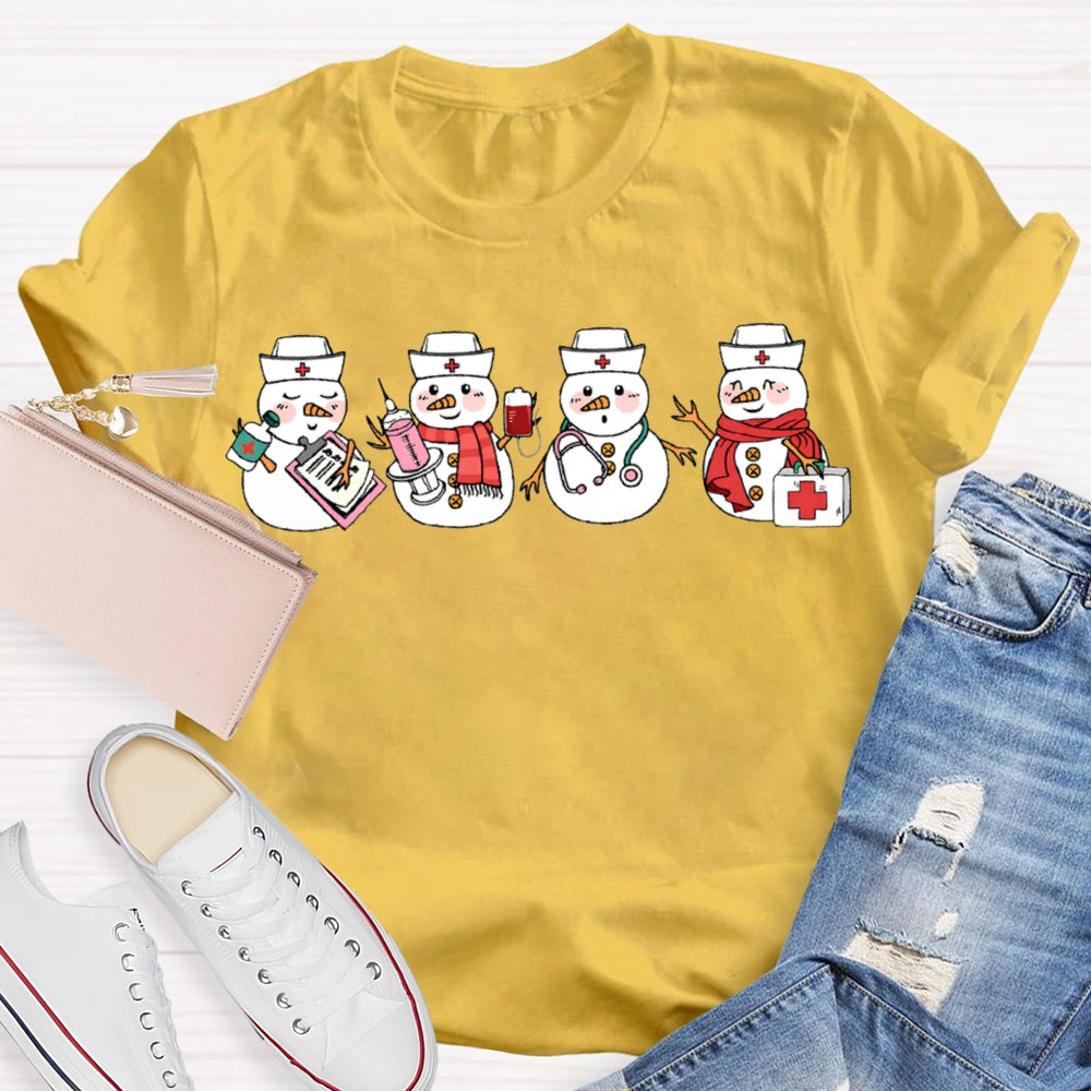 Snowman School Nurse Merry Christmas T-shirt