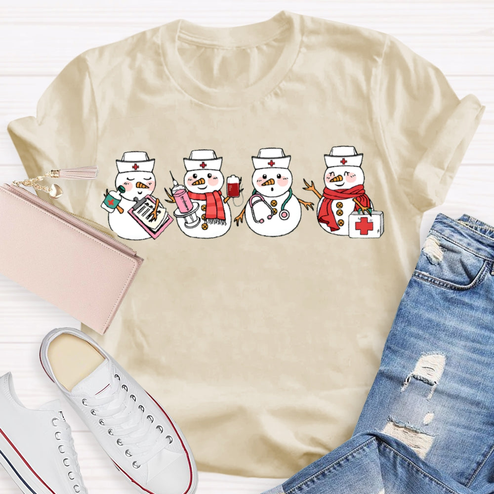 Snowman School Nurse Merry Christmas T-shirt
