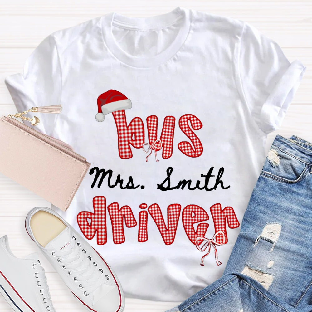 Personalized Name Bus Driver Santa Hats And Christmas T-shirt