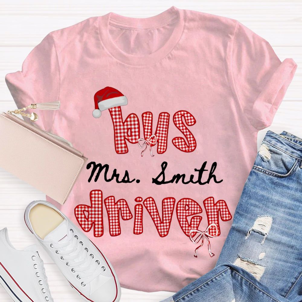 Personalized Name Bus Driver Santa Hats And Christmas T-shirt