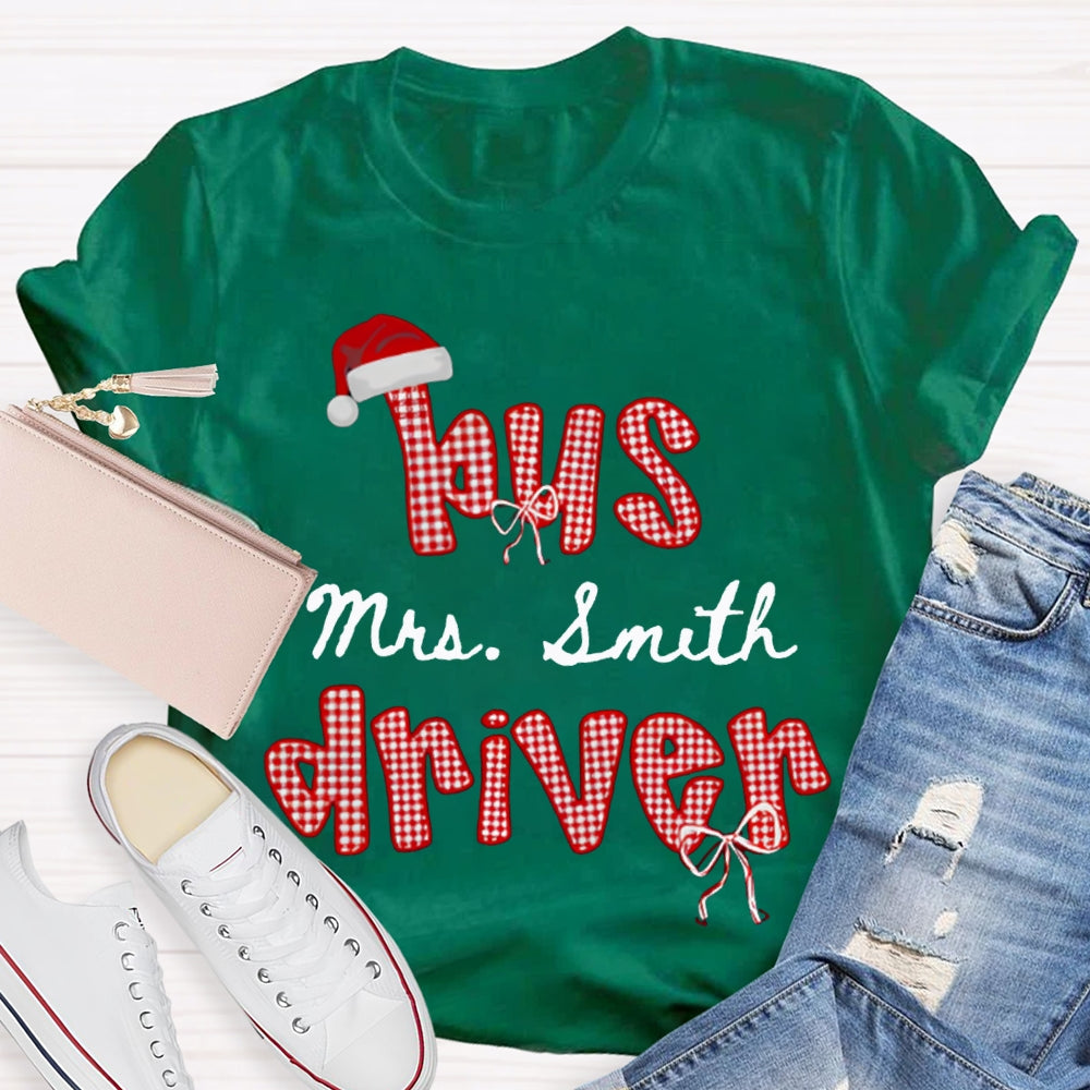 Personalized Name Bus Driver Santa Hats And Christmas T-shirt