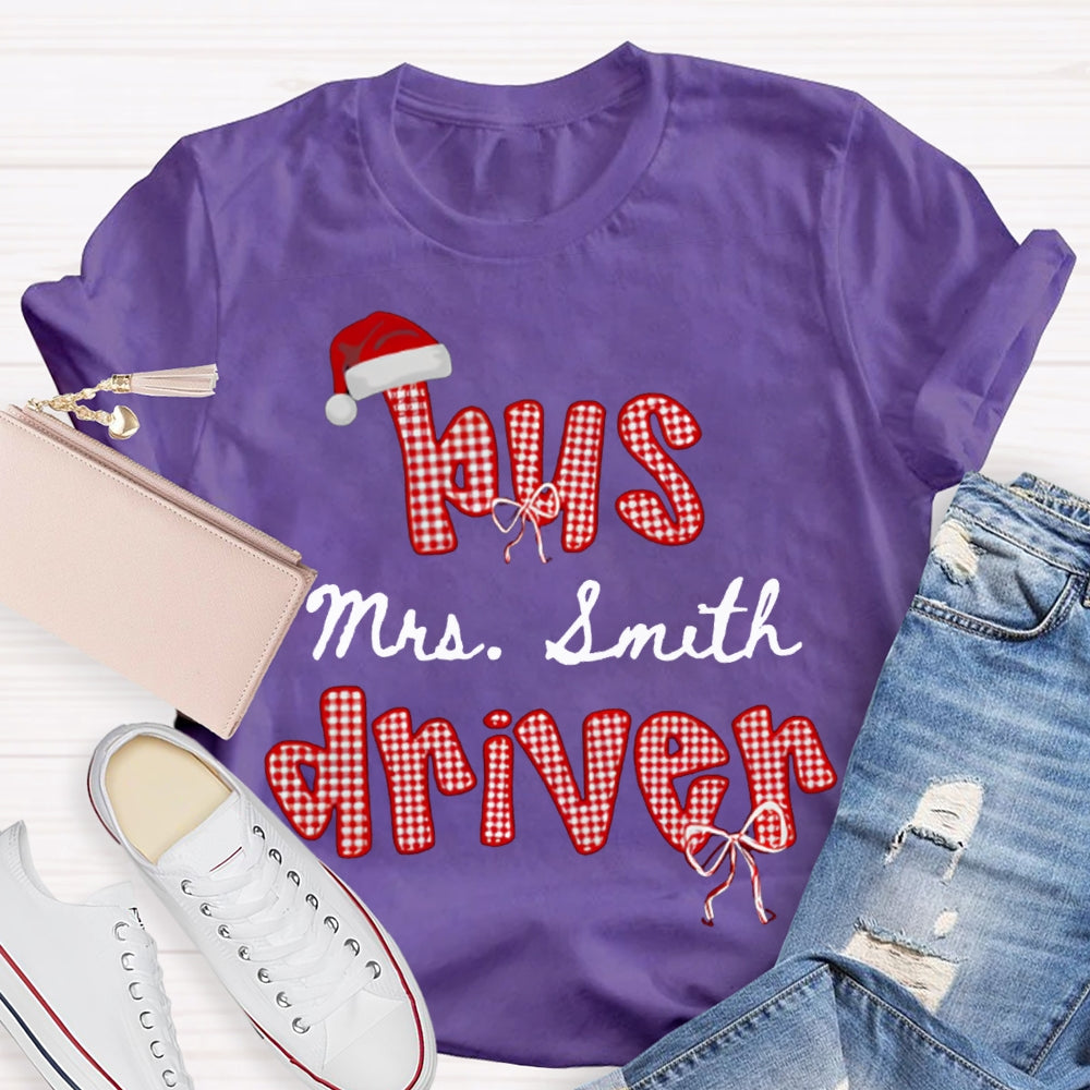Personalized Name Bus Driver Santa Hats And Christmas T-shirt