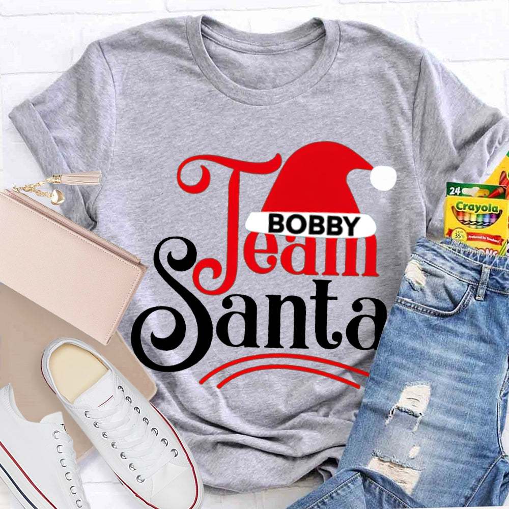 Personalized Team Name Team Santa Christmas Hat Christmas T-shirt