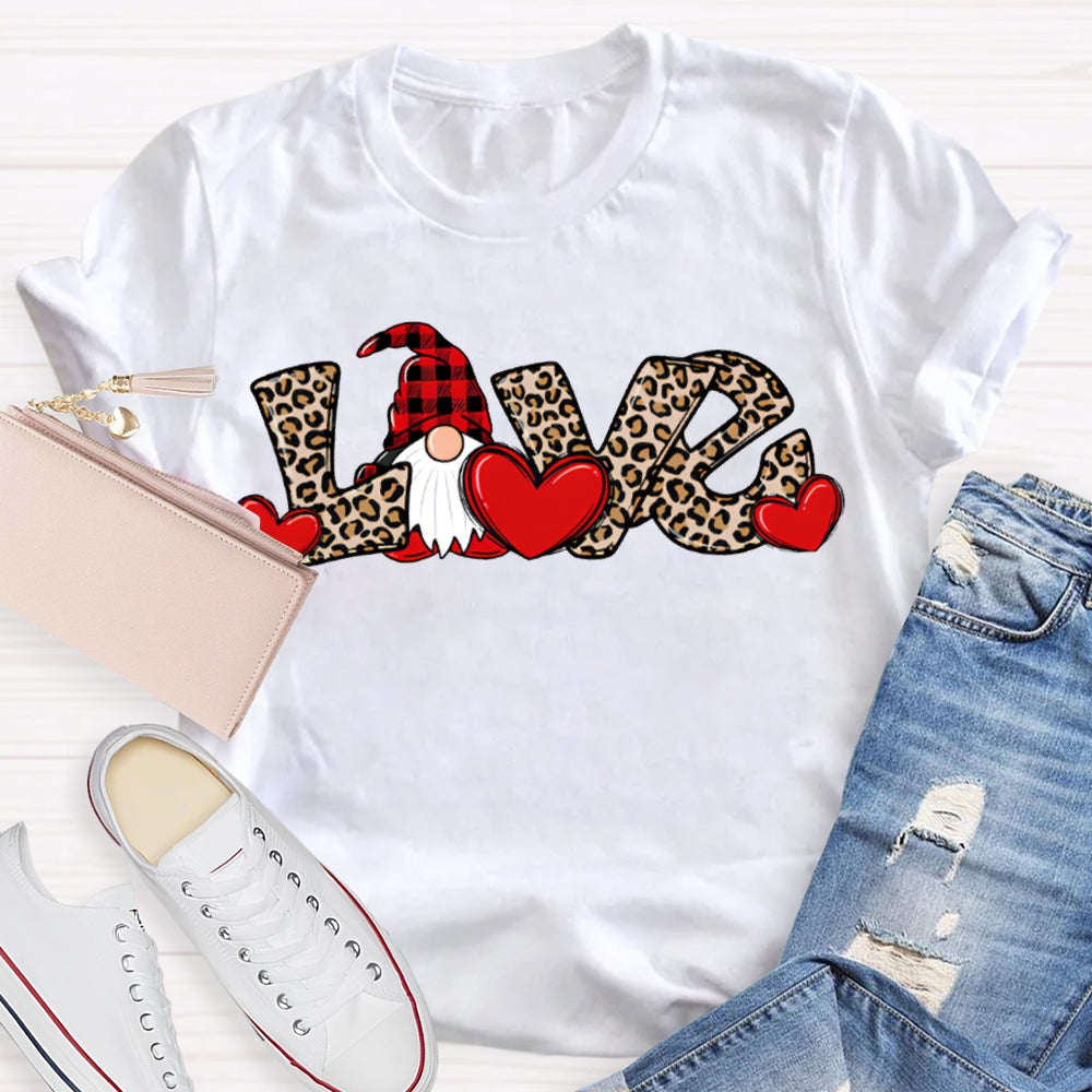 Love Christmas Leopard Print Font And Santa Claus T-shirt