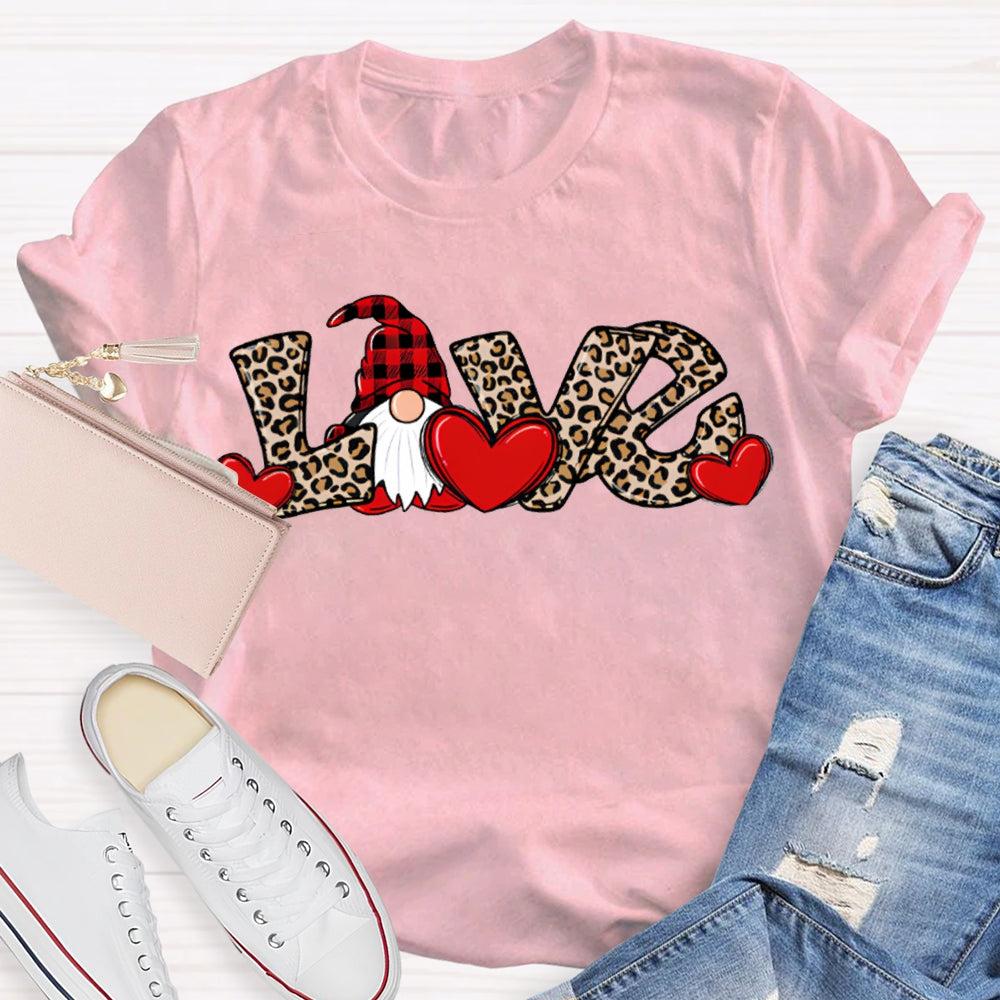 Love Christmas Leopard Print Font And Santa Claus T-shirt