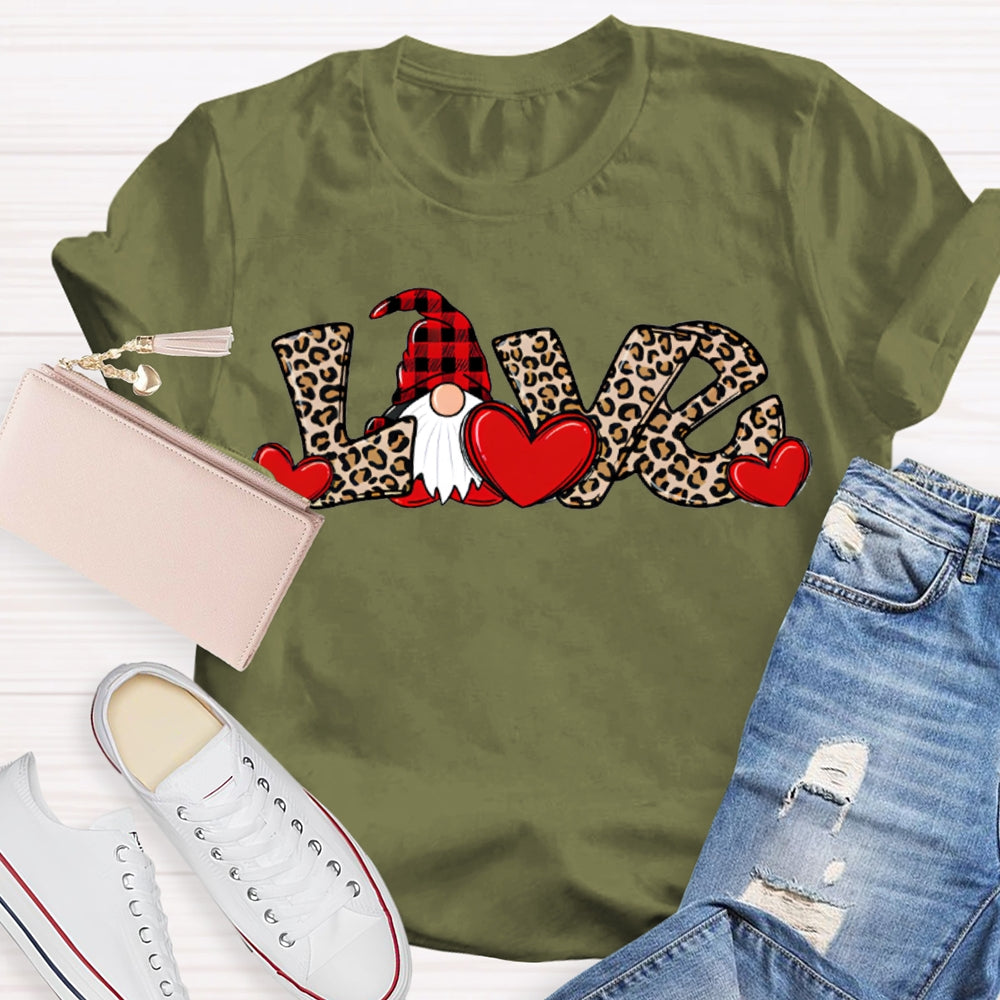 Love Christmas Leopard Print Font And Santa Claus T-shirt