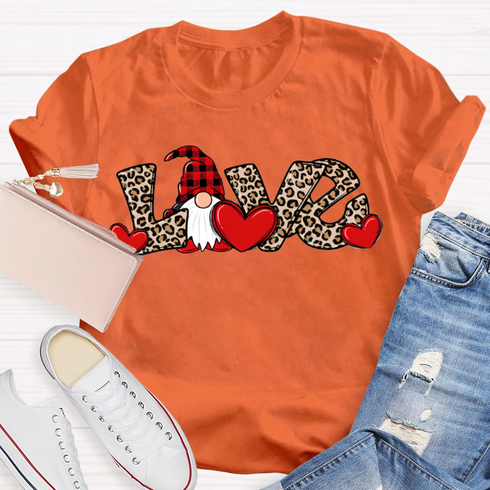 Love Christmas Leopard Print Font And Santa Claus T-shirt