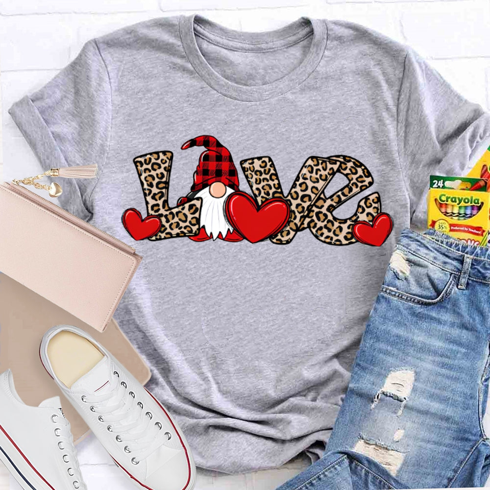 Love Christmas Leopard Print Font And Santa Claus T-shirt