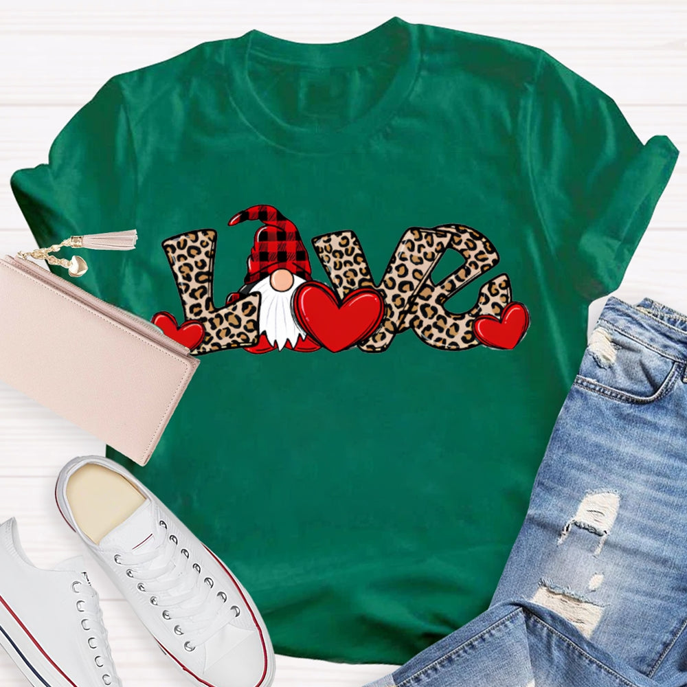 Love Christmas Leopard Print Font And Santa Claus T-shirt