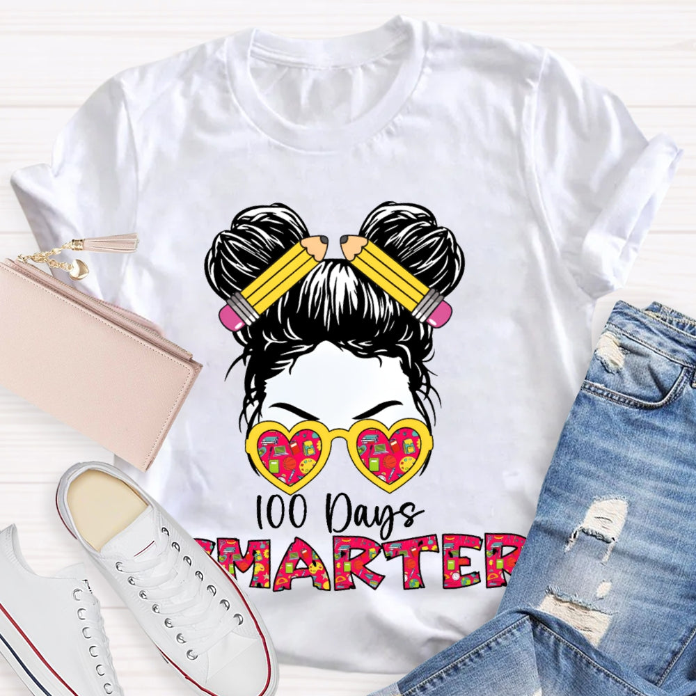 100 Days Smarter Color Gradient Font T-shirt